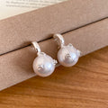 Light Luxury C Shaped Faux Pearl Zircon Stud Earrings With Silver Needle Vintage Elegant Jewelry view 4