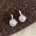 Light Luxury C Shaped Faux Pearl Zircon Stud Earrings With Silver Needle Vintage Elegant Jewelry view 2