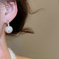 Light Luxury C Shaped Faux Pearl Zircon Stud Earrings With Silver Needle Vintage Elegant Jewelry view 3