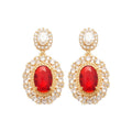 Gold Plated Copper Zircon Oval Stud Earrings Court Style Light Luxury Elegant Jewelry view 5