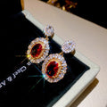Gold Plated Copper Zircon Oval Stud Earrings Court Style Light Luxury Elegant Jewelry view 2