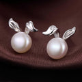 Cute Long Ear Rabbit Stud Earrings For Women, Faux Pearl Gloss Korean Japanese Jewelry view 2