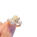 14K Gold Plated Zircon Pearl Open Ring For Women view 5