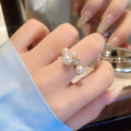 14K Gold Plated Zircon Pearl Open Ring For Women view 3