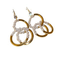 French Vintage Zircon Round Interlocking Faux Pearl Hook Earrings Light Luxury Geometric Design view 5