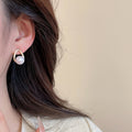Light Luxury Geometric Faux Pearl Cat Eye Rhinestone Stud Earrings Jewelry Set – Gold view 4