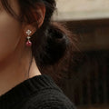 18K Gold Plated Copper Resin Round Zircon Flower Stud Earrings For Women view 4