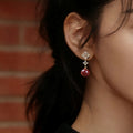 18K Gold Plated Copper Resin Round Zircon Flower Stud Earrings For Women view 2