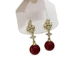 18K Gold Plated Copper Resin Round Zircon Flower Stud Earrings For Women view 5