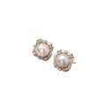 14K Gold Plated Silver Pin Round Zircon Faux Pearl Stud Earrings For Women Light Luxury view 5