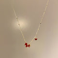 Gold Plated Copper Enamel Pony Heart Pendant Necklace Light Luxury Zodiac Collarbone Chain for Women view 4