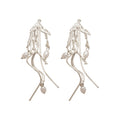 Irregular Faux Pearl Tassel Drop Earrings With Silver Needle, Light Luxury Minimalist Women's Jewelry view 4