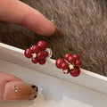 Light Luxury Red Resin Zircon Firework Stud Earrings With Gold Plated Silver Pins view 1