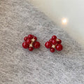 Light Luxury Red Resin Zircon Firework Stud Earrings With Gold Plated Silver Pins view 3