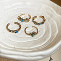 Vintage Heart Resin Open Ring With Rhinestone Inlay Retro Light Luxury Statement Style view 3