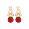 Gold Plated Resin Zircon Cross Stud Earrings, Vintage Light Luxury Geometric Round Jewelry view 5