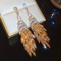 Alloy Rhinestone Rhombus Tassel Drop Earrings Vintage Palace Geometric Luxury Style view 4