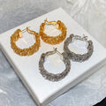Gold Plated Copper Round Hoop Earrings With Silver Pins Light Luxury Geometric Daily Wear For Women view 4