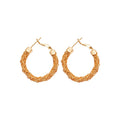 Gold Plated Copper Round Hoop Earrings With Silver Pins Light Luxury Geometric Daily Wear For Women view 5