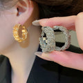 Gold Plated Copper Round Hoop Earrings With Silver Pins Light Luxury Geometric Daily Wear For Women view 1