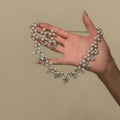 Rhinestone Flower Faux Pearl Earrings And Necklace Jewelry Set Vintage Court Light Luxury Style view 2