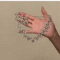 Rhinestone Flower Faux Pearl Earrings And Necklace Jewelry Set Vintage Court Light Luxury Style view 4