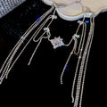 Light Luxury Copper Zircon Tassel Geometric Collarbone Necklace For Women view 4