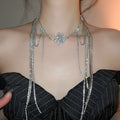 Light Luxury Copper Zircon Tassel Geometric Collarbone Necklace For Women view 3