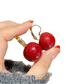 Red Resin Round Geometric Drop Earrings Vintage Light Luxury Fashion Daily Ear Jewelry view 5