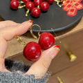 Red Resin Round Geometric Drop Earrings Vintage Light Luxury Fashion Daily Ear Jewelry view 1