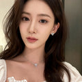 Light Luxury Copper Zircon Triangle Earrings Necklace Jewelry Set Minimalist Trendy Accessories view 4