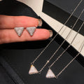 Light Luxury Copper Zircon Triangle Earrings Necklace Jewelry Set Minimalist Trendy Accessories view 1