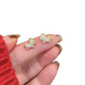 Gold Plated Copper Zircon Horse Stud Earrings With Silver Posts, Light Luxury Zodiac Jewelry view 5