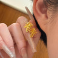Gold Plated Copper French Flower Earrings Necklace Jewelry Set For Women Elegant Light Luxury view 4