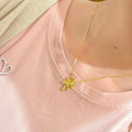 Gold Plated Copper French Flower Earrings Necklace Jewelry Set For Women Elegant Light Luxury view 2