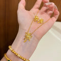 Gold Plated Copper French Flower Earrings Necklace Jewelry Set For Women Elegant Light Luxury view 3