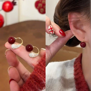 Gold Plated Zircon Teardrop Faux Pearl Ear Hook Earrings, Vintage Light Luxury Women's Jewelry