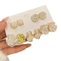 Light Luxury Floral Faux Pearl Stud Earrings Jewelry Set With Silver Needle Oil Drop Design view 5