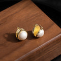 Elegant Vintage Round Faux Pearl Gold Alloy Drop Earrings For Women French Light Luxury Earrings view 3