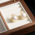 Elegant Vintage Round Faux Pearl Gold Alloy Drop Earrings For Women French Light Luxury Earrings view 2