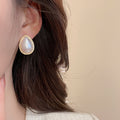 Faux Pearl Square Rhinestone Stud Earrings Jewelry Set Light Luxury Vintage Style view 4
