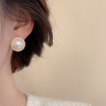 Light Luxury Faux Pearl Bow Round Rhinestone Stud Earrings Jewelry Set view 4