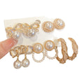 Light Luxury Faux Pearl Bow Round Rhinestone Stud Earrings Jewelry Set view 5