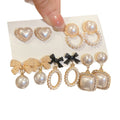 Faux Pearl Rhinestone Bow Stud Earrings Jewelry Set, French Vintage Old Money Style view 5