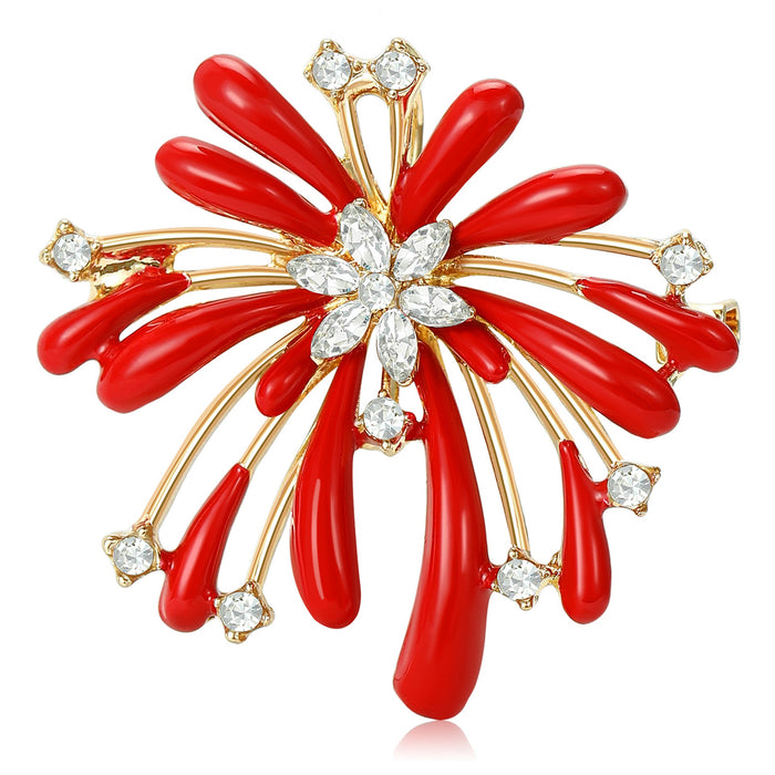 Metal Alloy Rhinestone Enamel Fireworks Brooch Pin For Coat Accessories