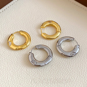 Gold Plated Copper Zircon Round Huggie Earrings Minimalist Light Luxury Geometric Women's Jewelry