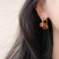 Ethnic Vintage Agate Beaded Round Tassel Drop Earrings With Zircon Accent Geometric Design view 2