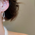 Light Luxury Faux Pearl Zircon Saturn Star Tassel Drop Earrings With Silver Pins view 4