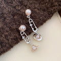 Light Luxury Faux Pearl Zircon Saturn Star Tassel Drop Earrings With Silver Pins view 3
