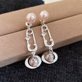 Light Luxury Faux Pearl Zircon Saturn Star Tassel Drop Earrings With Silver Pins view 1